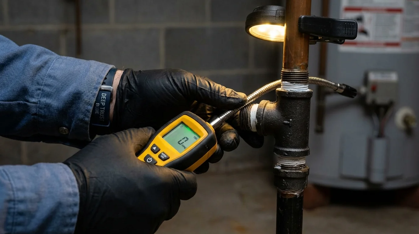 Gas leak detection with electronic sniffer by Johns Plumbing LLC in Church Point